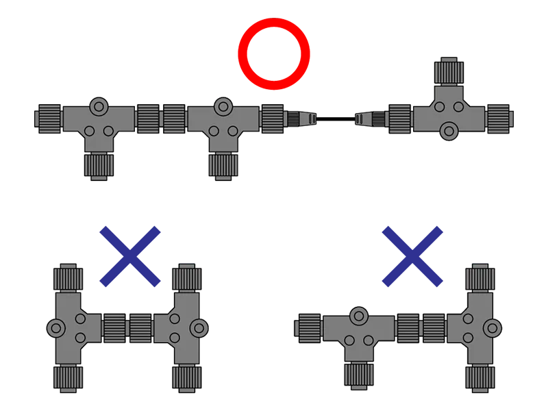 T型コネクタを正しく繋ぐ