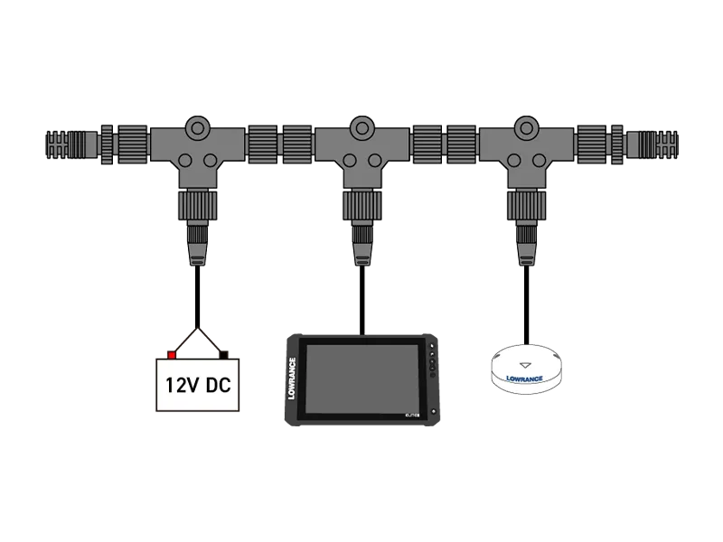 12V電源と機器を繋ぐ